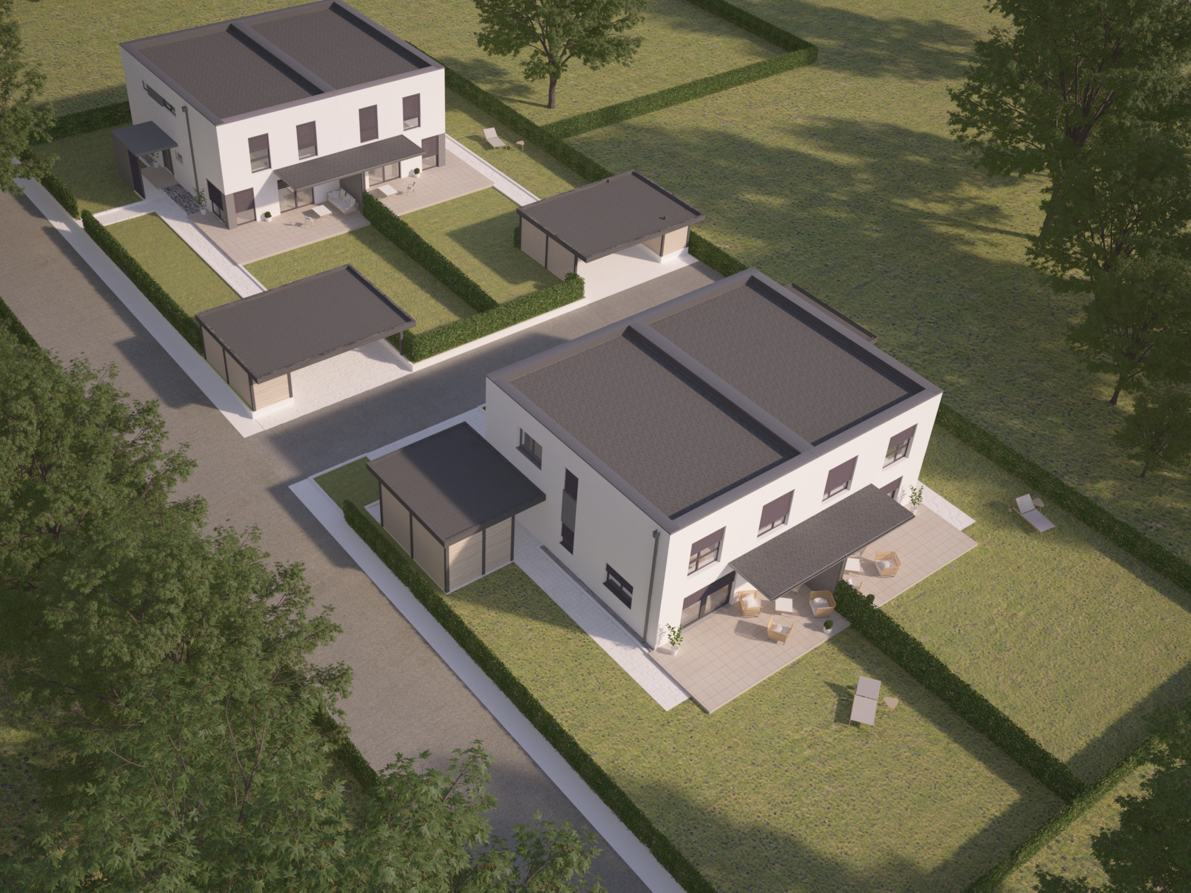 Neubau-Doppelhaushälfte in Massivbauweise, südliche Ausrichtung, direkt